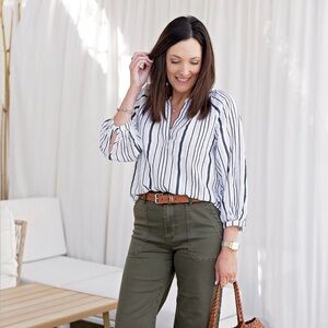 Evereve striped peasant blouse, Women’s Small